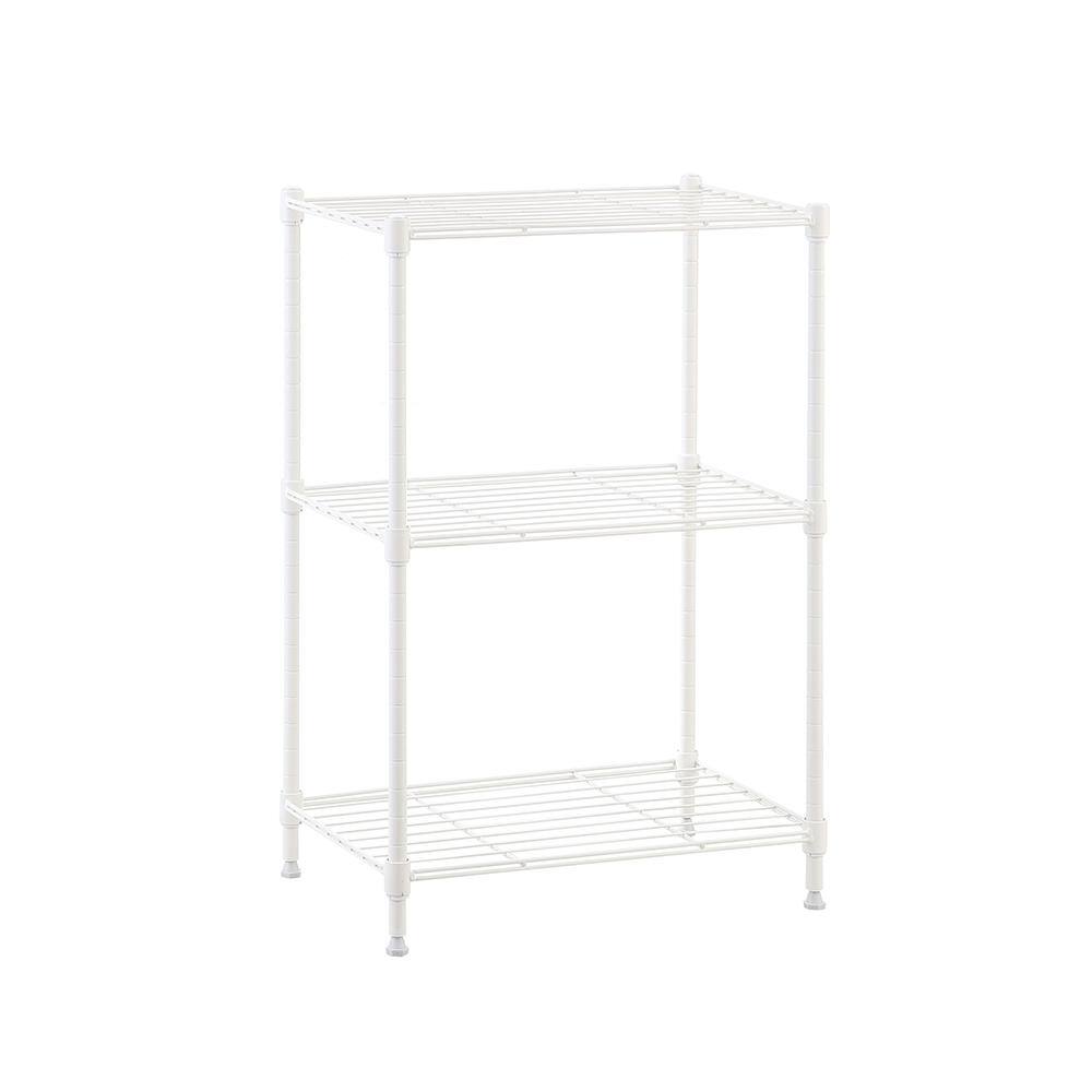 mzg White 3-Tier Steel Powder Coating Wire Garage Storage Shelving Unit (18 in. W x 26 in. H x 12 in. D) E304567OW301LB