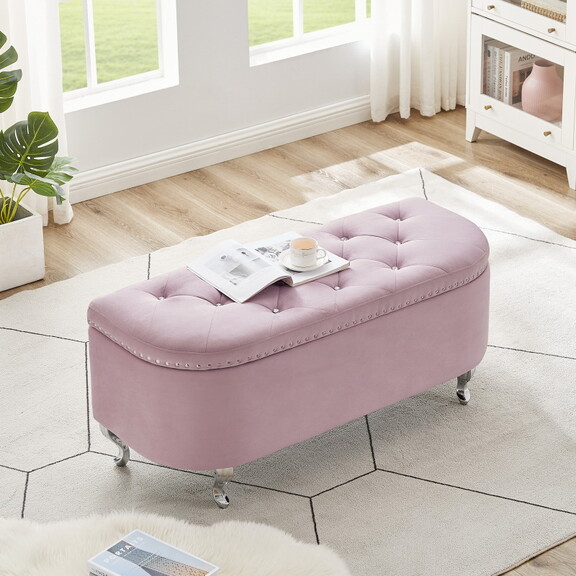 Storage bench  velvet upholstered tufted bench for...