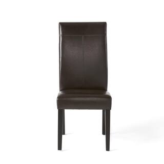 Noble House Lissa Chocolate Brown PU T-Stitch Dining Chairs (Set of 2) 1118