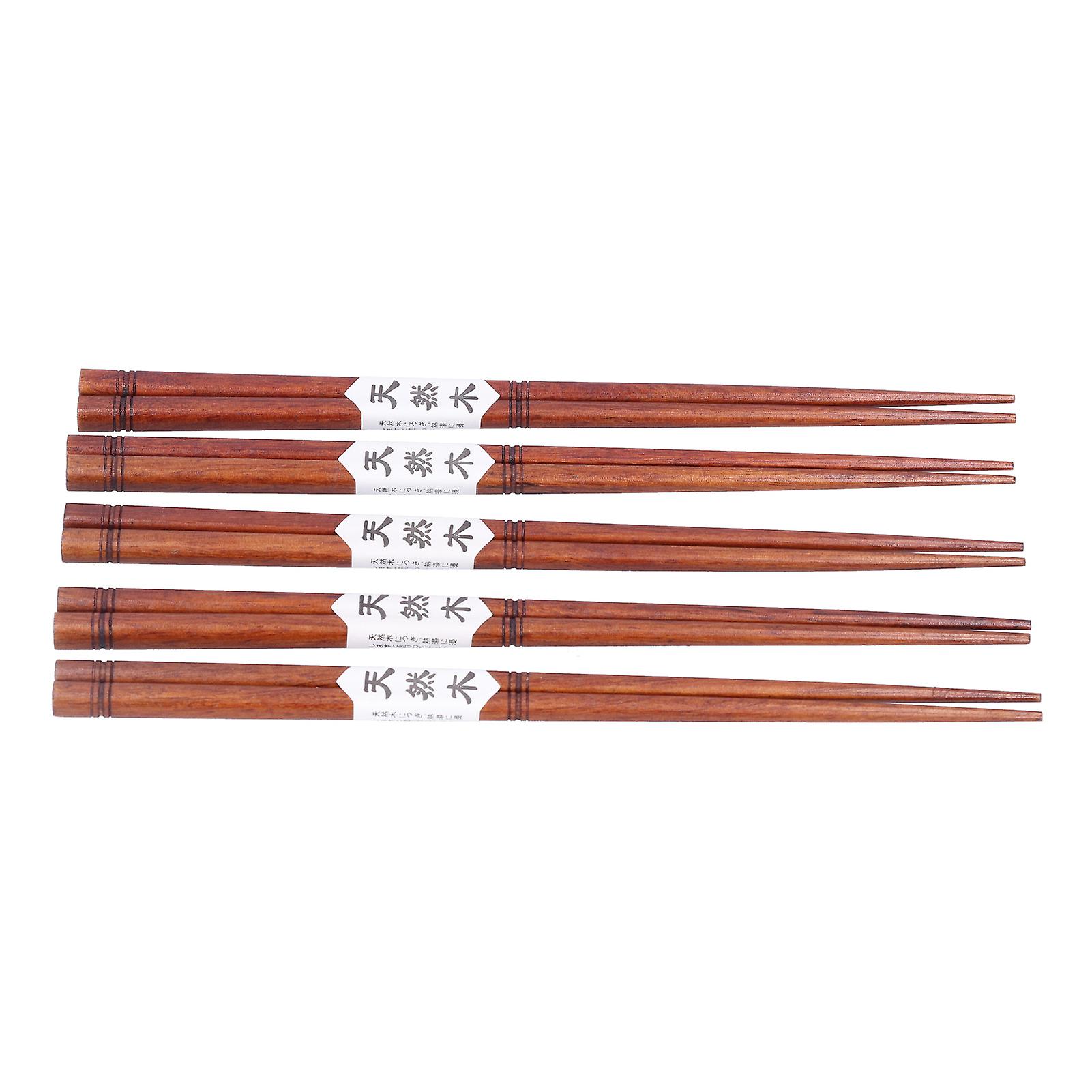 5Pairs Wooden Chopsticks Durable Handmade Chopstick Tableware for Hot Pot Home Restaurant9.3inch Long