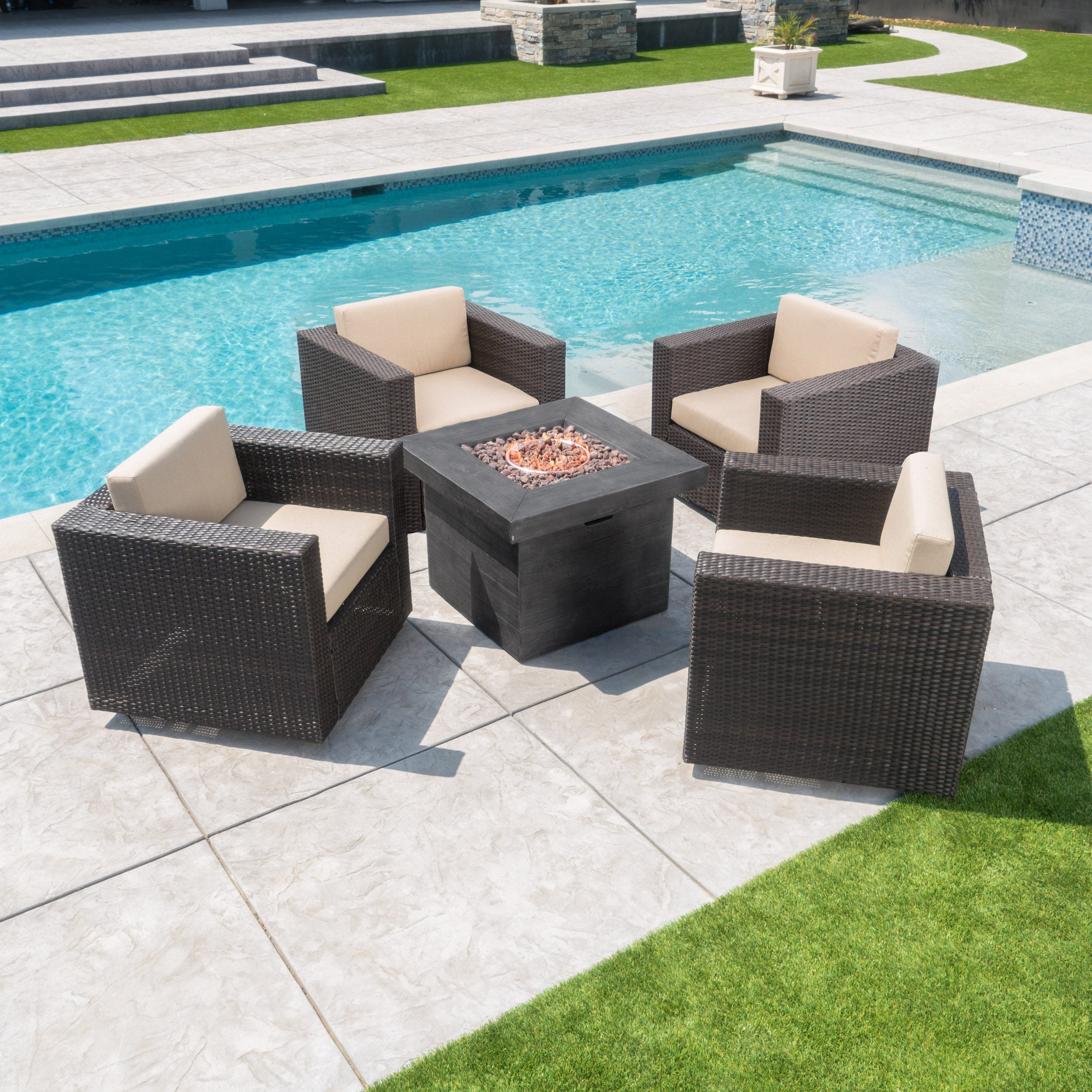 Venice 4-Seater Outdoor Fire Pit Chat Set