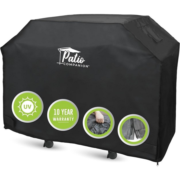 Patio Companion Premium Bbq Grill Cover 10 Year Warranty Heavy grade Uv Blocking Material Waterproof And Weather Resistant Gas Grill Cover