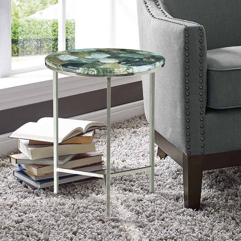 Steve Silver Co. Foster Agate Top Round Chairside Table