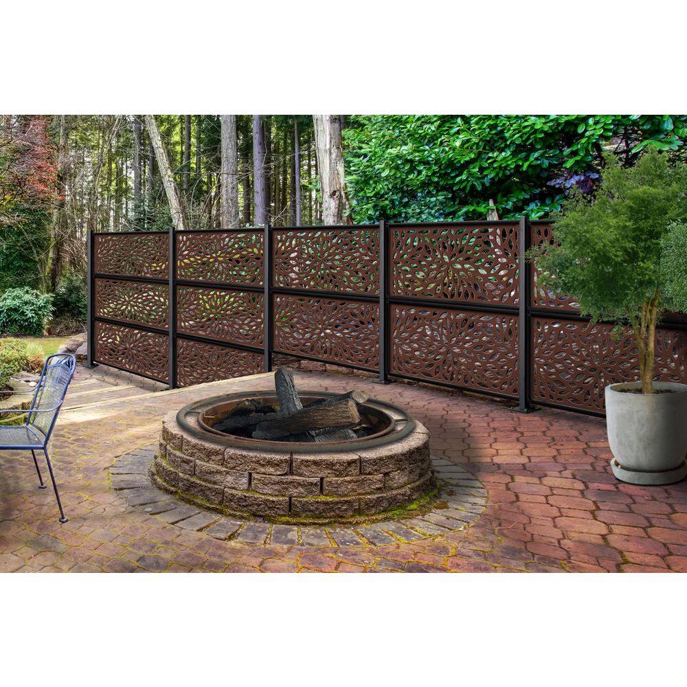 OUTDECO 52 in. x 2 in. x 2 in. Black Galvanized Steel Fence Post and Welded Base Plate (Privacy Panels and Slat Fence Installs) ODP55