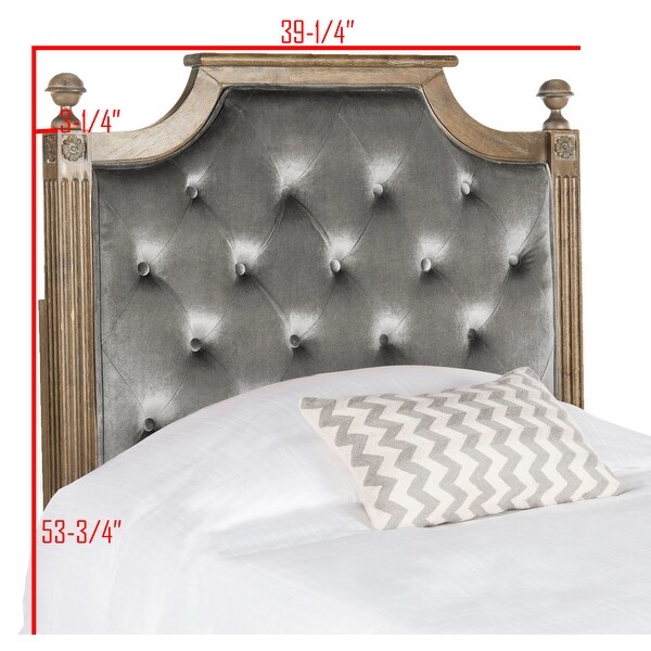 SAFAVIEH Rustic Wood Grey Tufted Velvet Headboard (Twin) - - 16391269