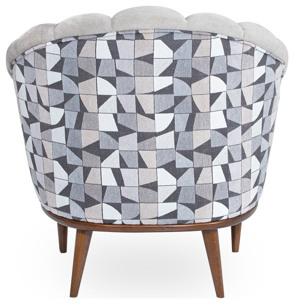 Michael Amini Balboa Chenille Accent Chair   Beach Gray/Warm Walnut   Midcentury   Armchairs And Accent Chairs   by Michael Amini  Houzz
