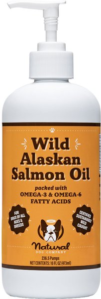 Natural Dog Company Wild Alaskan Salmon Oil Liquid Skin and Coat Supplement for Dogs