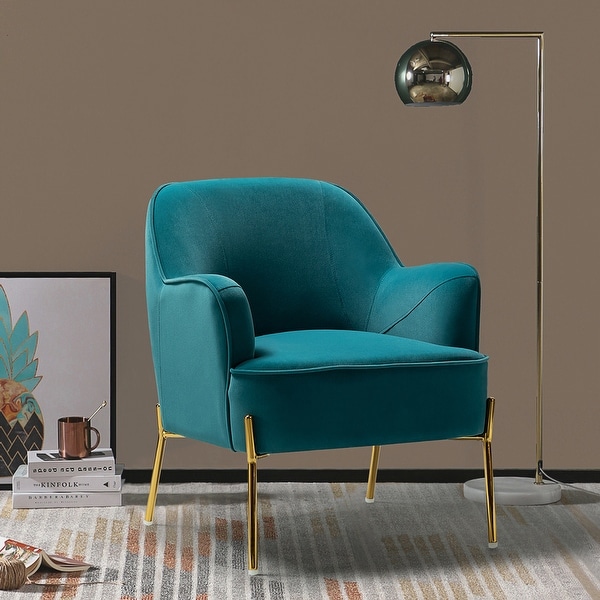 Nora Modern Accent Chair Comfy Velvet with Metal Legs by HULALA HOME