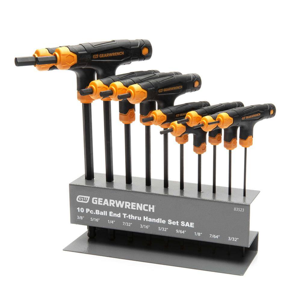 GEARWRENCH SAE Ball End T-Handle Hex Key Set with Metal Benchtop Stand (10-Piece) 83523