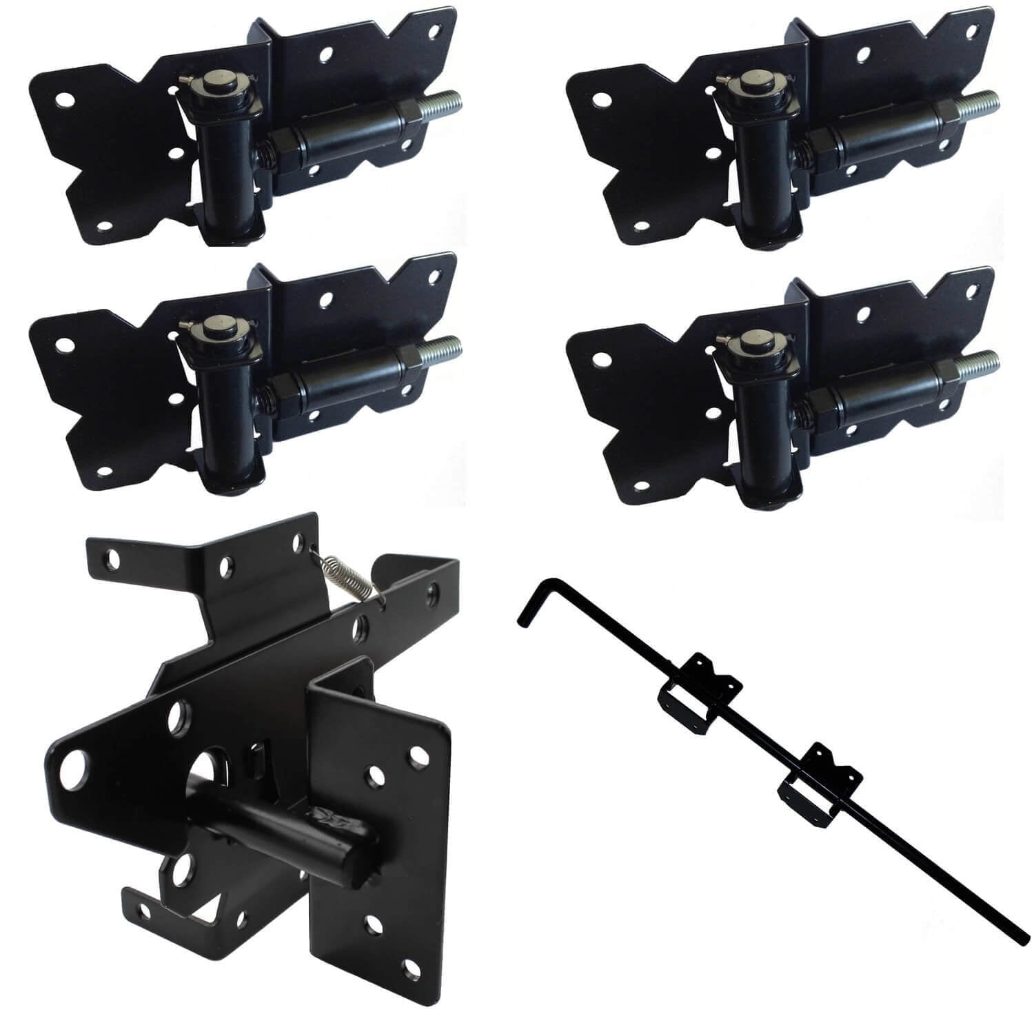 Jake Sales Brand - Black Self Closing Vinyl Fence Double Gate Hardware Kit