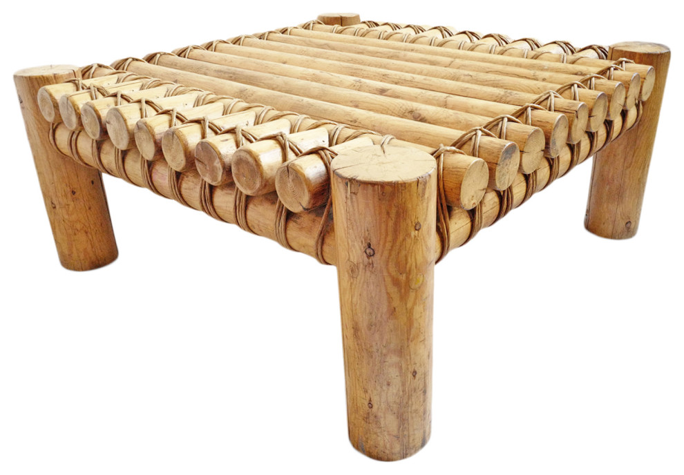 Square Log Raft Coffee Table   Rustic   Coffee Tables   by Design Mix Furniture  Houzz