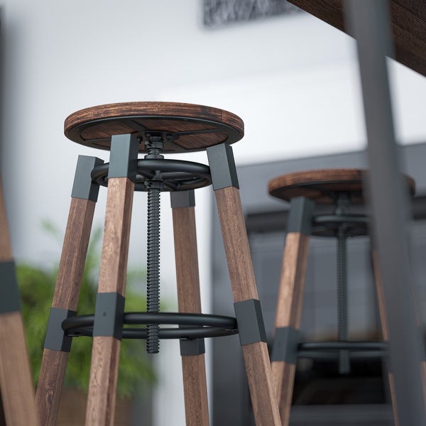 Litchett Wood Grain and Black Barstool - 20