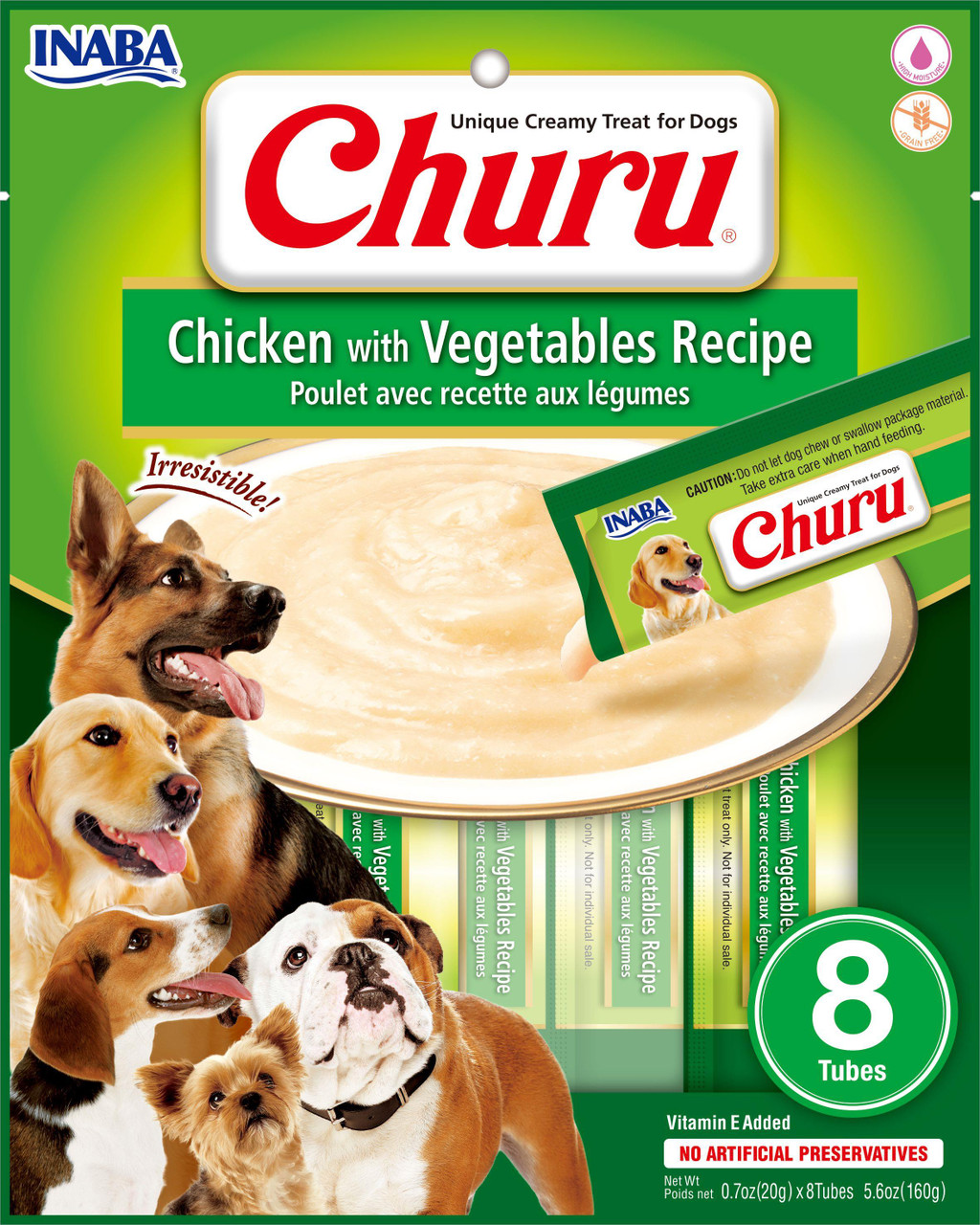 Inaba Churu Chicken With Vegetables Wet Dog Treats， 8 Pack