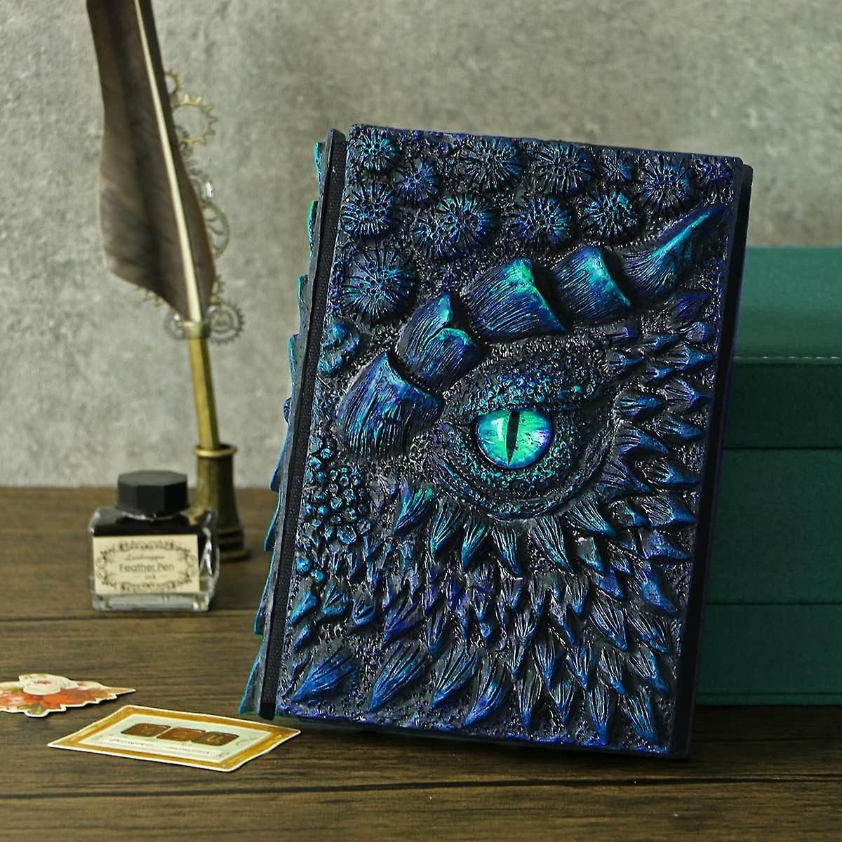 3d Dragon Hardcover Sculpture Journal， Antique Handmade Eye Polystone Blank Craft Writing Sketch Notebook， Home Ornament Artistic Fantasy Decoration