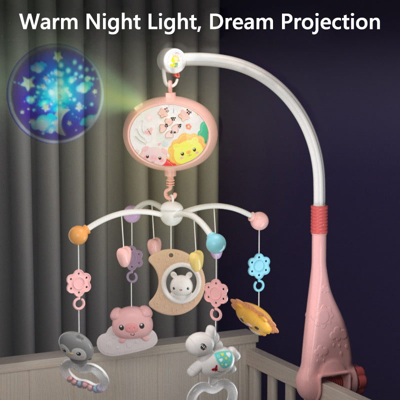 X XBEN Baby Crib Mobile， Crib Toys with Star Projection Light， Music and Lights， Crib Toys with Remote Control and Hanging Rattles Rotating，Gift for Newborn and Baby Boy Girl Sleep