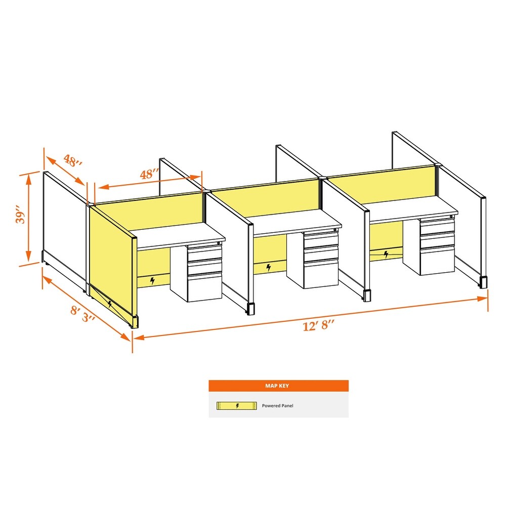 Small Cubicles 39H 6pack Cluster Powered