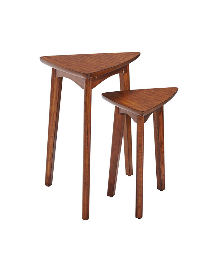 Alaterre Furniture Monterey 24 Mid-Century Triangular Nesting End Tables Set of 2