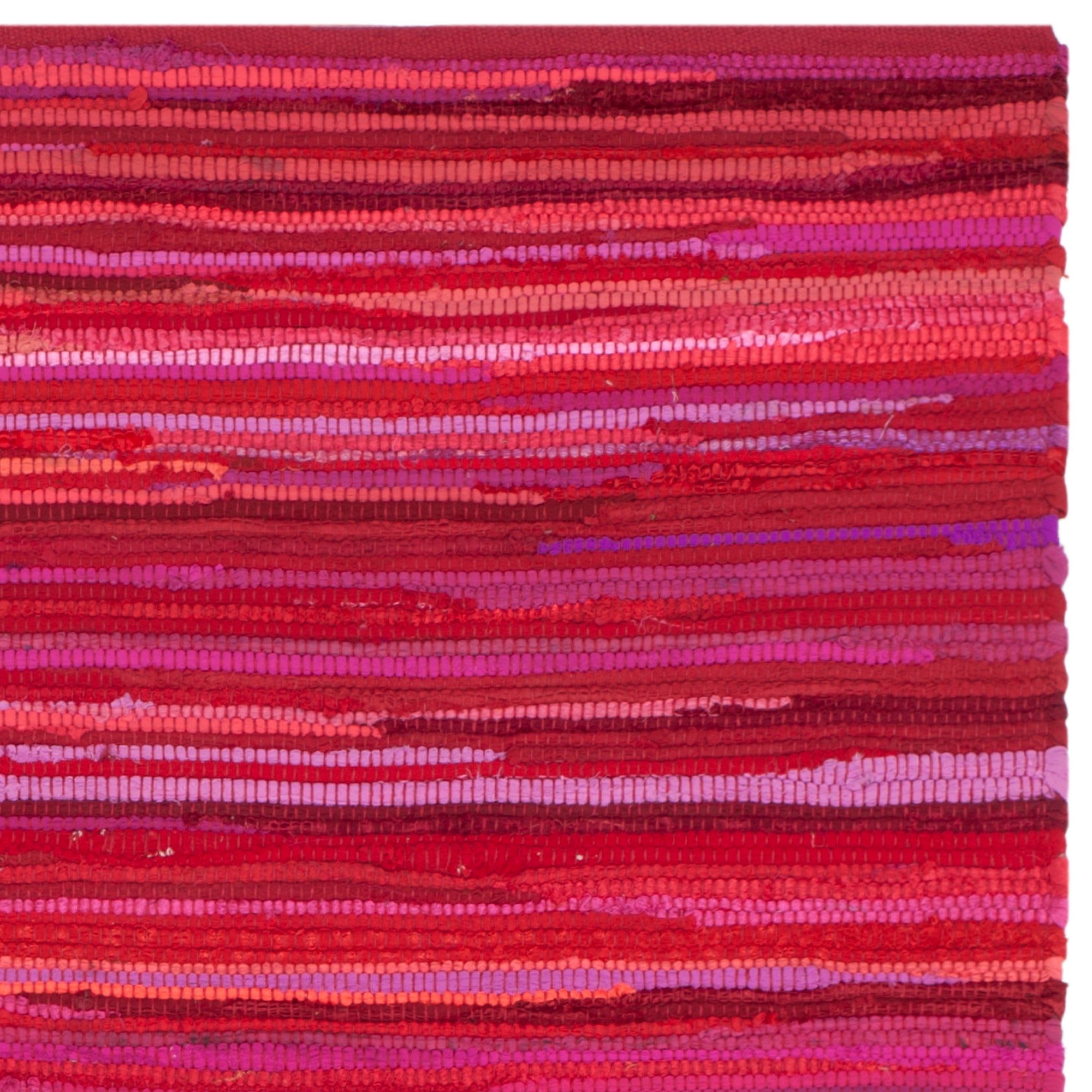 SAFAVIEH Rag Fergal Striped Cotton Runner Rug, Red/Multi, 23 x 10