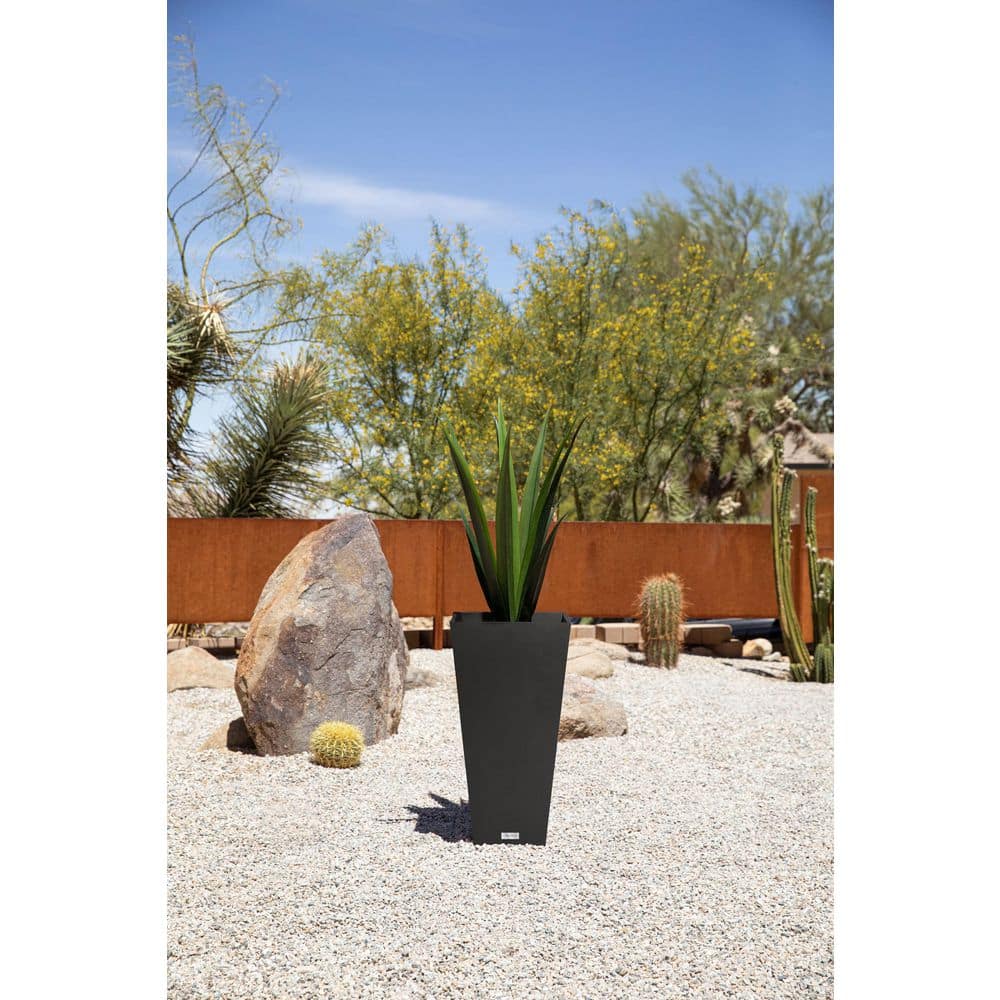 Veradek Midland 26 in. Black Plastic Tall Square Planter MV28B