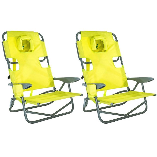 Ostrich On your back Outdoor Lounge 5 Position Reclining Beach Chair 2 Pack