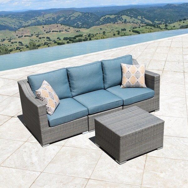 Corvus Martinka Aluminum Outdoor 4piece Grey Wicker Sofa Set