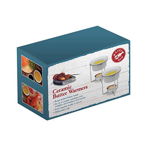 HIC Brands that Cook White Ceramic Butter Warmers with Tealight Stand， Set of 2