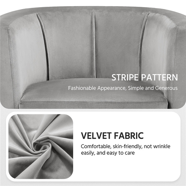 Yaheetech Modern Barrel-shaped Chair Upholstered Velvet Club Chair