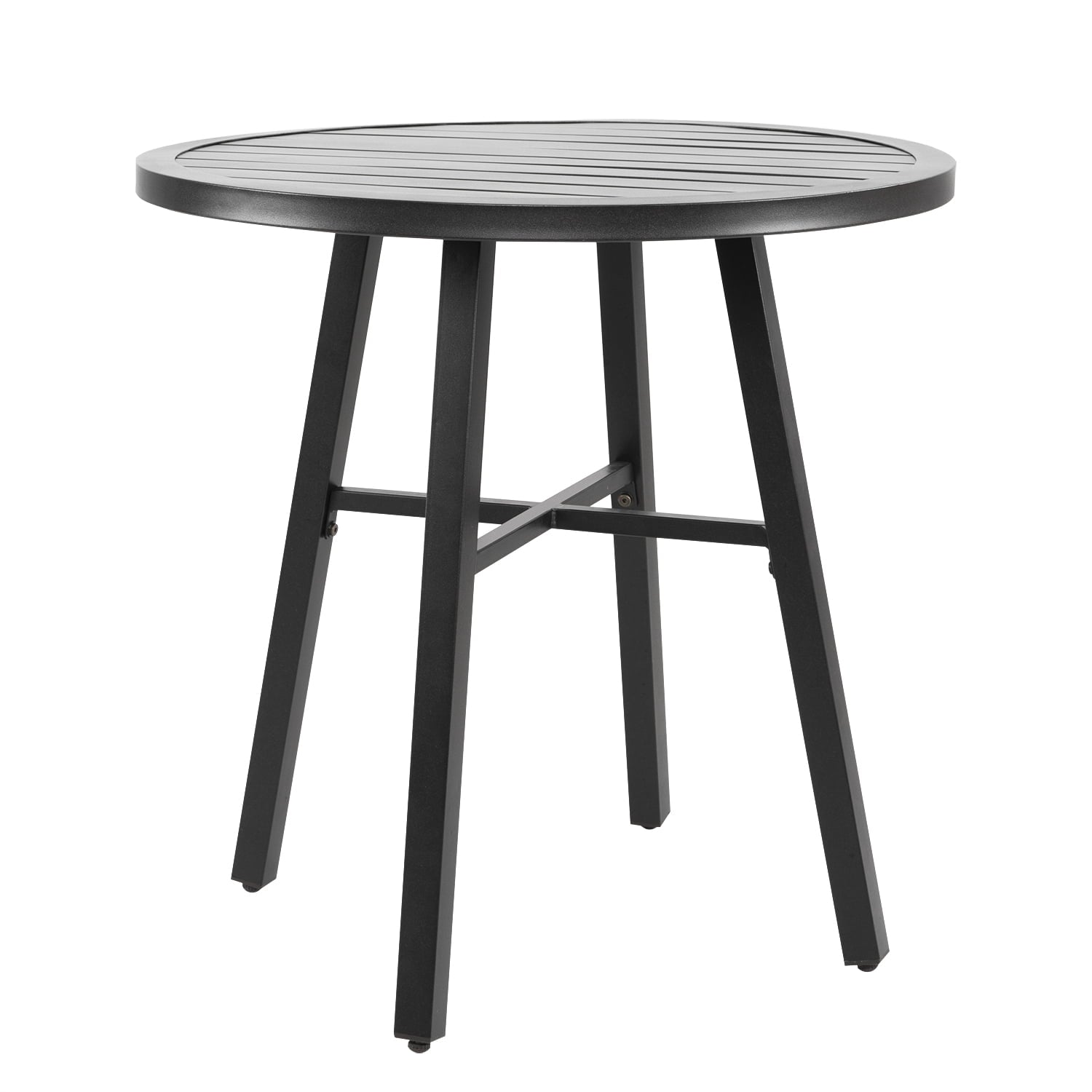 Nuu Garden 28 inch Round Patio Table, Metal Finished Outdoor Dinning Table, Outdoor Side Coffee Tea Table for Bistro, Backyard, Lawn and Balcony, Black