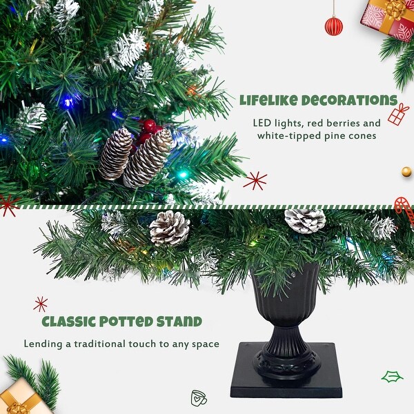 Prelit Xmas Tree Artificial Christmas 4Piece Set，Garland，Wreath and Set of 2 Entrance Trees Xmas with LED Lights