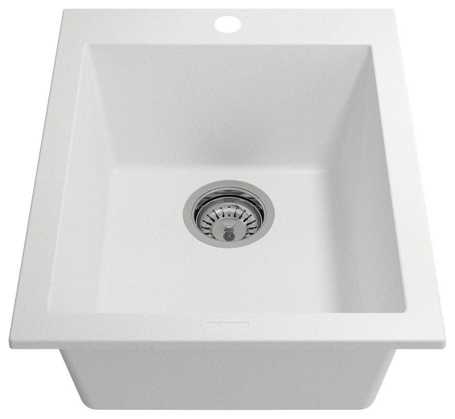 BOCCHI 1608 50 0126 Granite 16 quotSingle Bowl Bar Sink with Strainer   Bar Sinks   by Blue Bath  Houzz