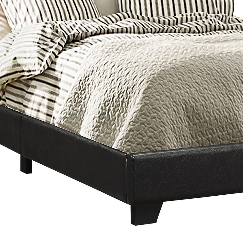 Leather Upholstered Queen Size Platform Bed， Black