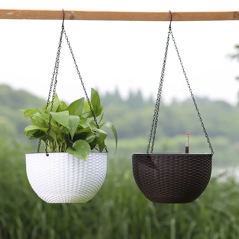 wholesale round cheap outdoor decorative supplies plant orchid basket hanging chain flower pots   planter