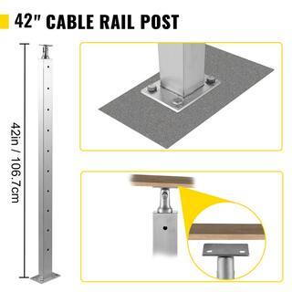 VEVOR Cable Railing Post 42 in. x 1.97 in. x 1.97 in. Stair Railing Kit wMounting Bracket Stainless Stair Handrail for Stair LGZYYK106.755Q4D0V0