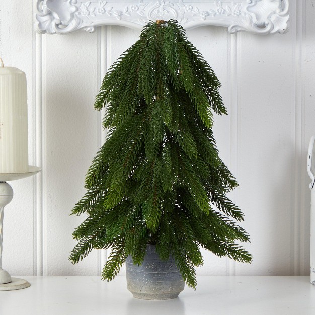 Nearly Natural 1.42-ft Pine Artificial Christmas Tree In Decorative Planter