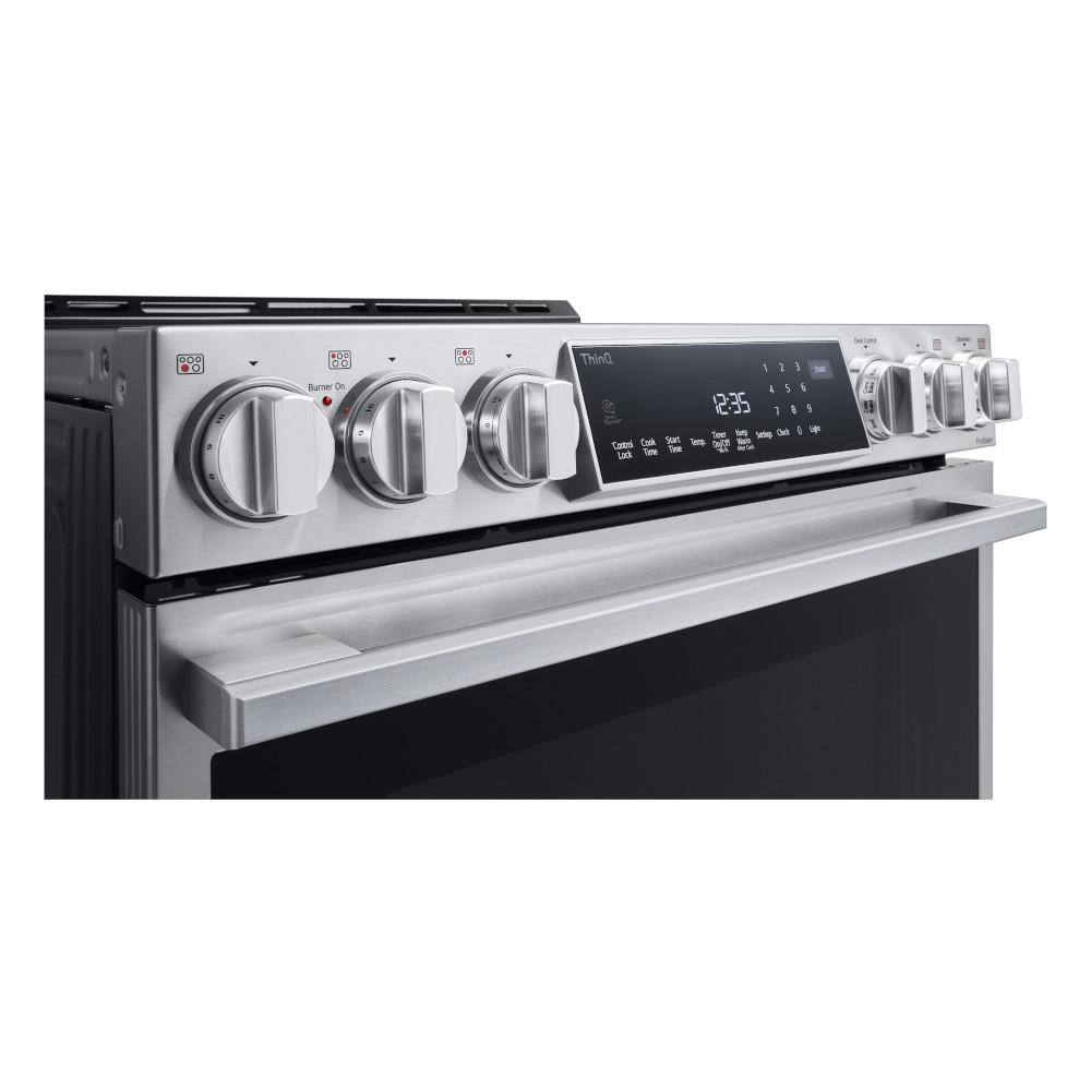 LG STUDIO 30 in. 6.3 cu. ft. Instaview Slide-In Electric Range W ProBake Air Fry Air Sous Vide and EasyClean in Stainless Steel LSES6338F