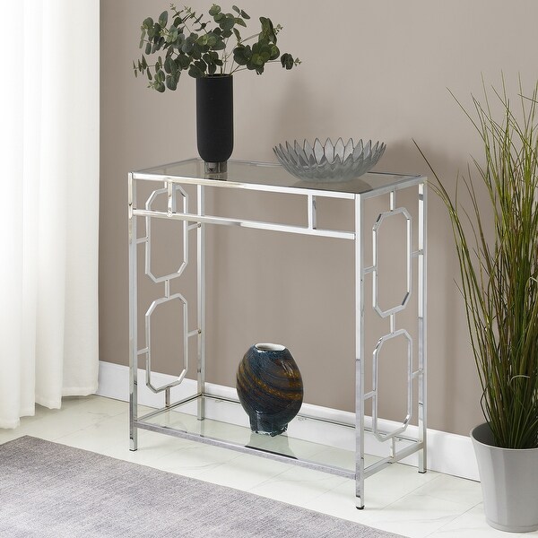 Copper Grove Hitchie Glass Hall Table with Shelf