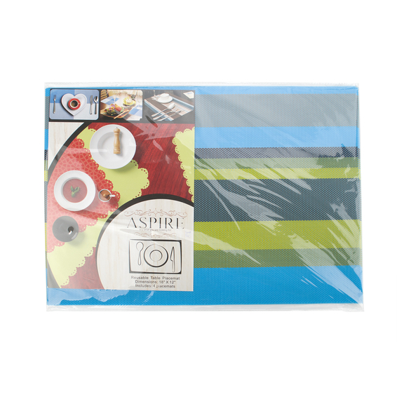 Aspire 8PCS Rainbow Stripe Placemats Heat Insulati...