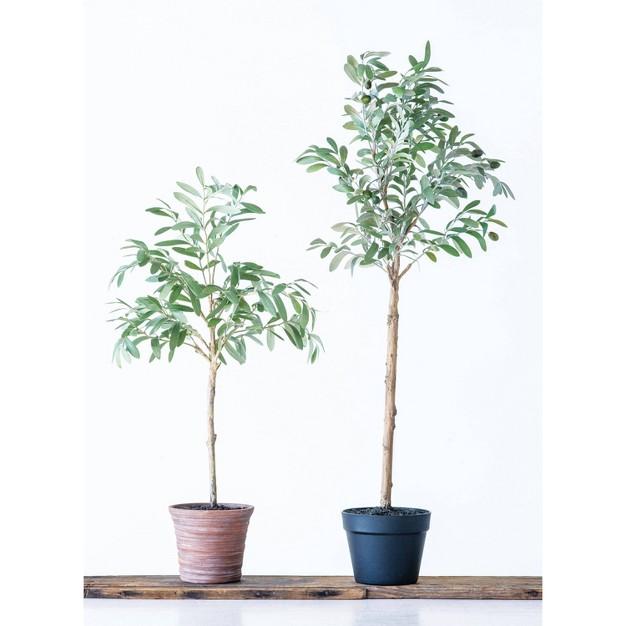 4' Artificial Olive Faux Flower Tree In Pot - Storied Home