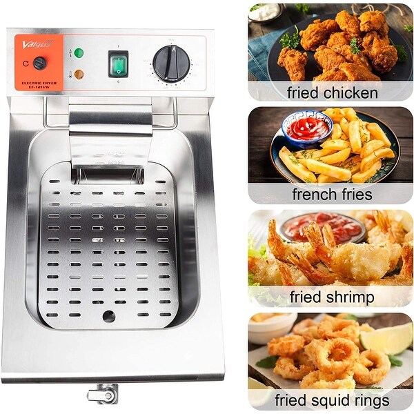 1750W Stainless Steel Electric Deep Fryer 12L Large Capacity Countertop Kitchen Frying Machine