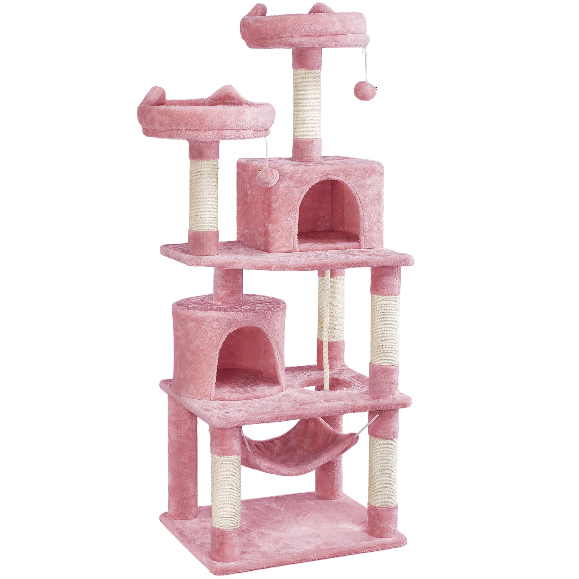 Topeakmart Pink 4-Level Large Cat Tree Condo with 2 Perches， 62.2