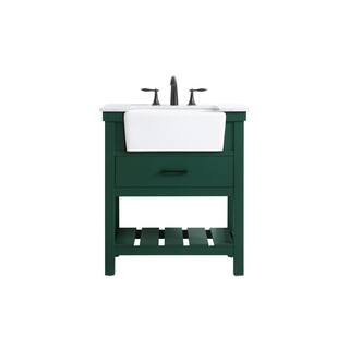 Timeless Home 22 in. W x 30 in. D x 34.125 in. H Bath Vanity in Green with Carrara White Marble Top TH120260GN