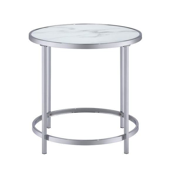 Realm Round Faux Marble Top End Table by Greyson Living