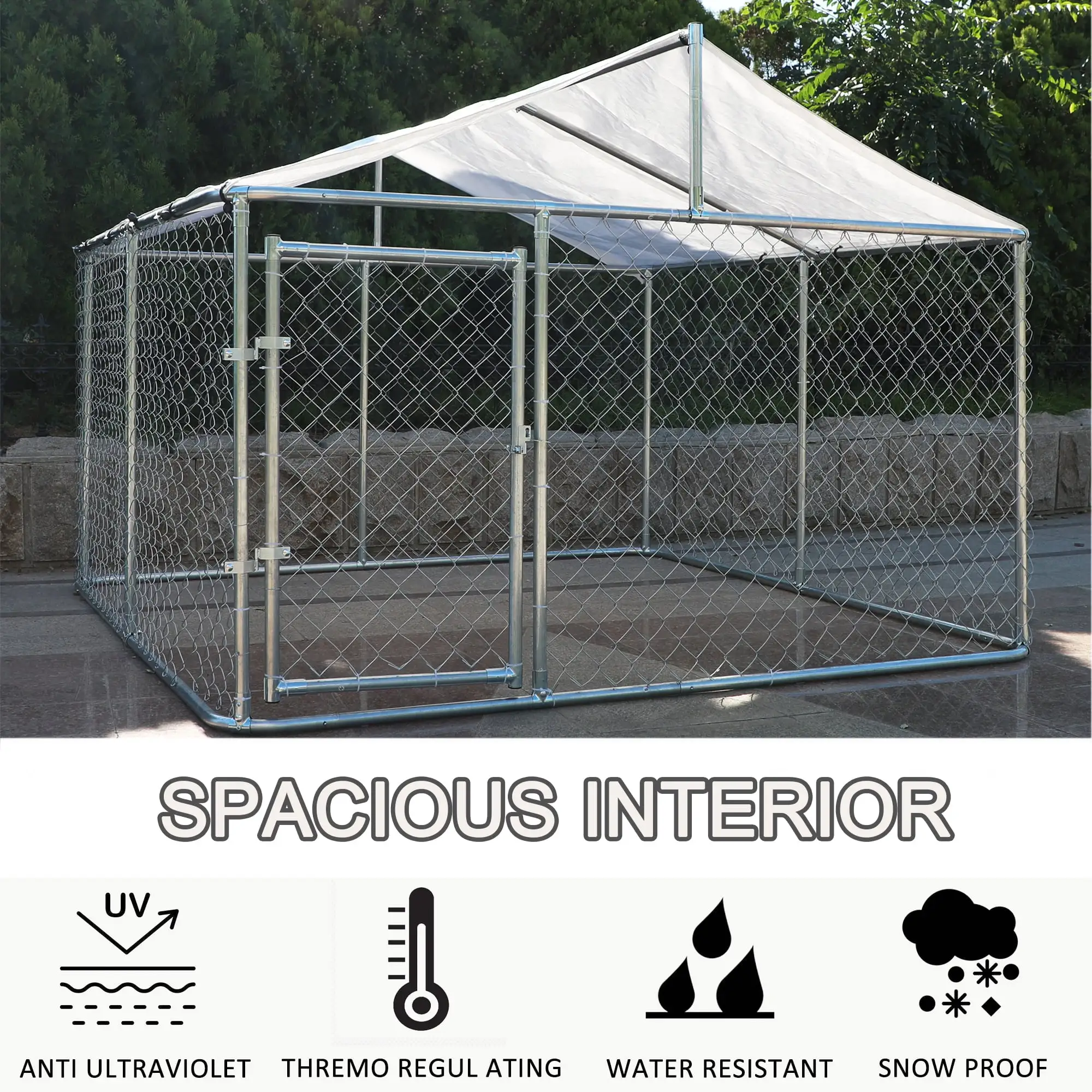 LZBEITEM 10 x 10ft Outdoor Pet Dog Run Kennel Shade Cage Enclosure Playpen w/ Cover Playpen