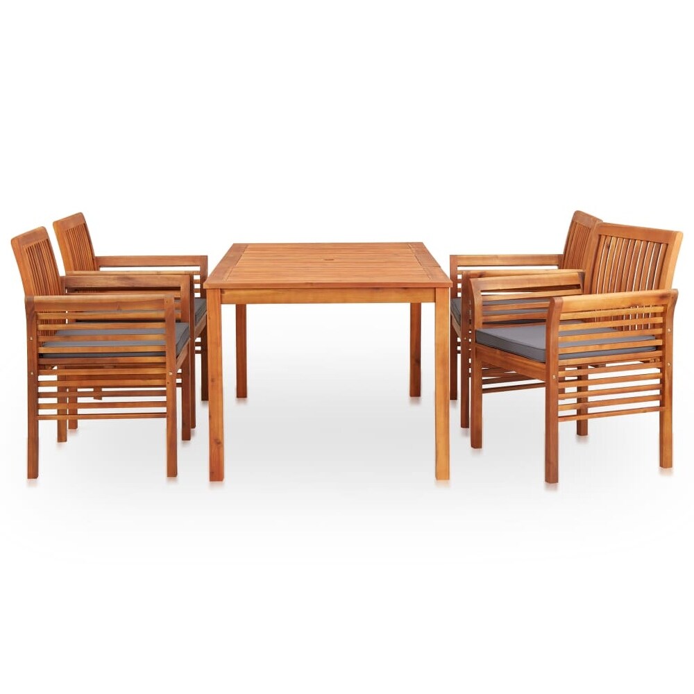 vidaXL 5 Piece Patio Dining Set with Cushions Solid Acacia Wood