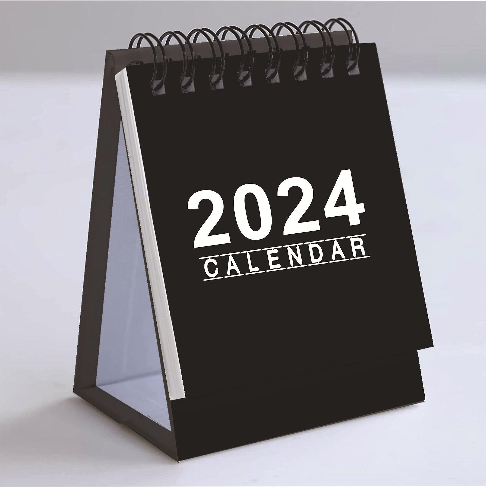 In 2024， Simple And Creative English Mini Desk Calendar Office Desktop Ornaments Portable Calendar-black