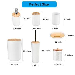 Dracelo 8-Piece Bathroom Accessory Set with Toothbrush HolderSoap DispenserSoap DishToilet Brush HolderTrash Can in. White B0B23RGV58