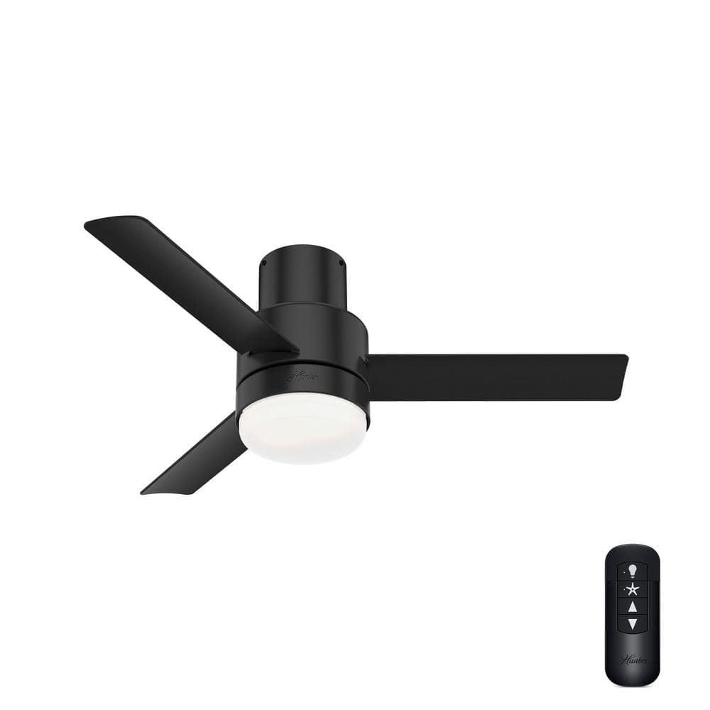 Hunter Gilmour 44 in LED IndoorOutdoor Matte Black Ceiling Fan with Light Kit and Remote