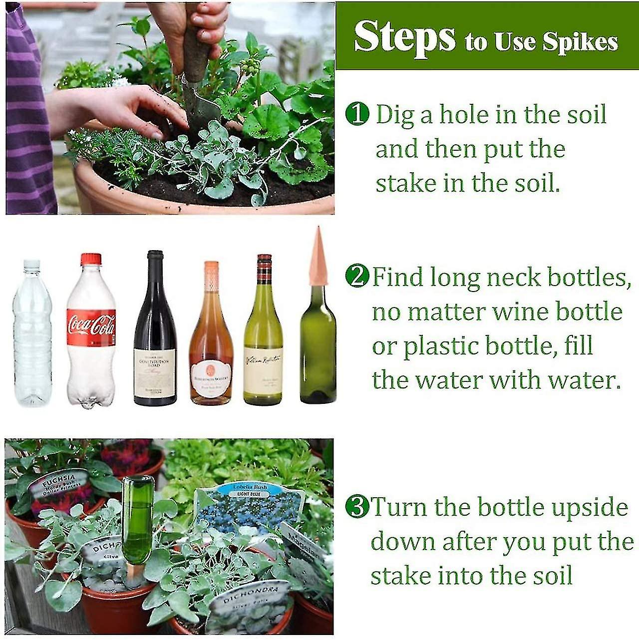 Plant Watering Devices 6 Pack Terracotta Vacation Plant Waterer Wine Bottle Watering Stakes Slow