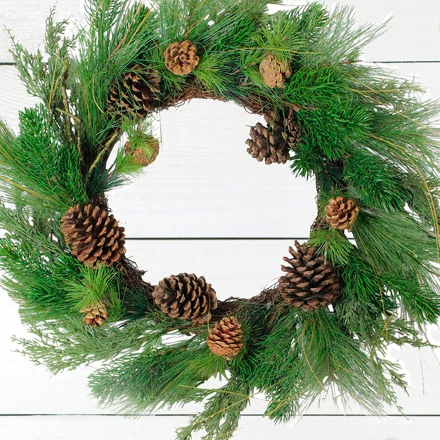 Unlit Pine Cones And Mixed Pine Needles Christmas Wreath