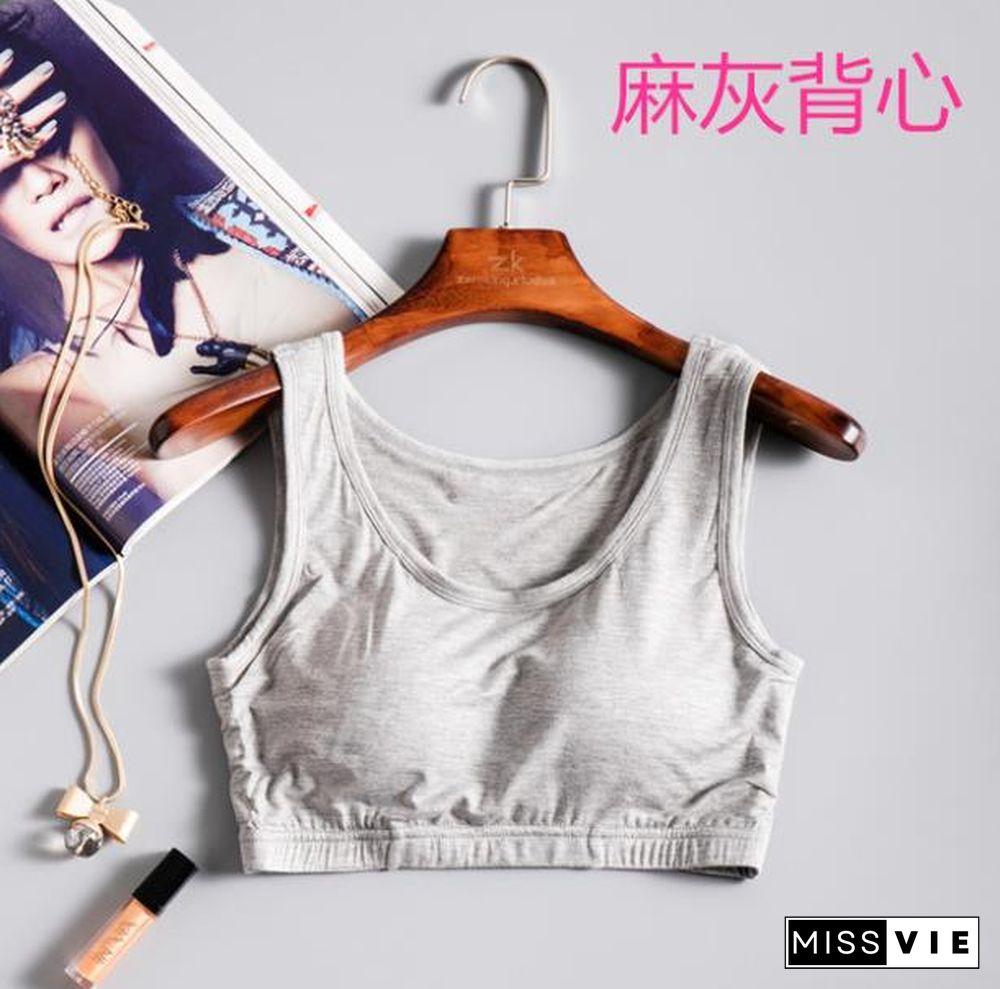 New Modal Non Steel Ring Underwear Integrated With Chest Pad Suspenders Vest Bra Sports Underwear Tube Top Short Vest Camisole